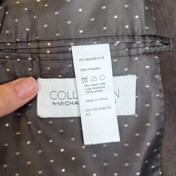 Michael Strahan NWT Brown Faux Suede Suit Coat Blazer Single Breasted Size 46S - Picture 11 of 11